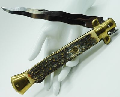 Kissing Crane KC45 Stiletto Knife. Very large knife, 8" handle, 7" blade