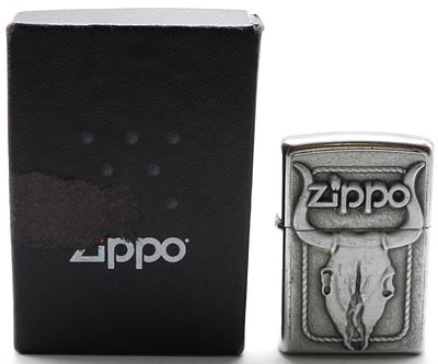 2012 Bull Skull Zippo Lighter Fired. Fired. Comes in a box. 3-D skull effect.