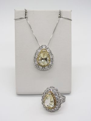 Sterling Citrine Matching Ring & Necklace. Sterling matching necklace and ring with citrine 