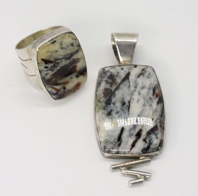 Jay King, Astrophyllite Ring & Pendant 925. Jay King DTR sterling ring and pendant with 