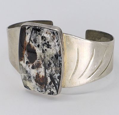 Jay King, Astrophyllite 925 Cuff Bracelet. Jay King DTR sterling cuff bracelet with large 