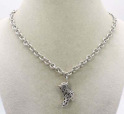 Lois Hill Sterling Boot Necklace. Lois Hill, sterling boot pendant necklace 16" long. (25.7 dwt)