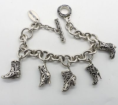 Lois Hill Sterling Multi Boot Bracelet. Lois Hill, sterling multi boot bracelet with toggle 