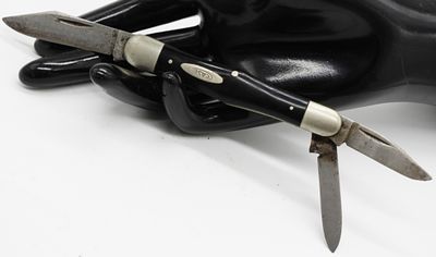 Case XX Stockman, Black Handle. Classic Case XX three-blade stockman pattern folding knife with 