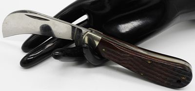 Case XX Barlow, Dark Wood Handle. Vintage Case XX single-blade Barlow pattern folding knife with 