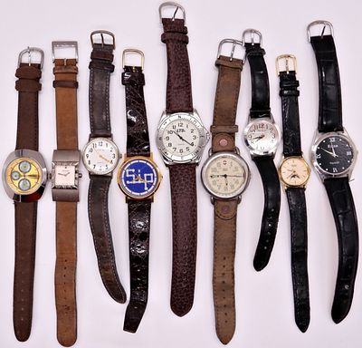 Vintage Watch Collection, Mixed. A collection of nine vintage wristwatches in mixed gold tone 