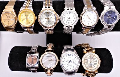 Lot of 10 Mixed Fashion & Dress Watches. A diverse collection of ten quartz fashion and dress 