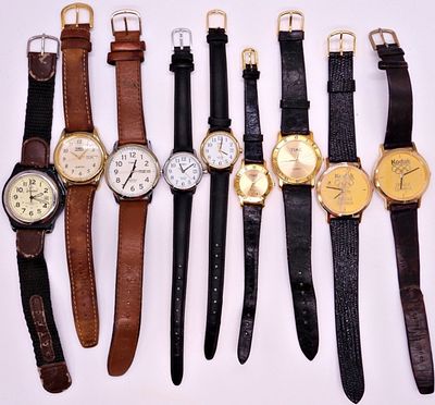 Vintage Watch Lot, Mixed Brands & Styles. A collection of nine vintage and contemporary 