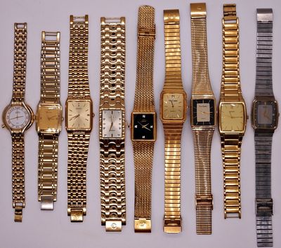 Lot of 9 Vintage Watches. A diverse collection of nine vintage quartz watches spanning multiple 