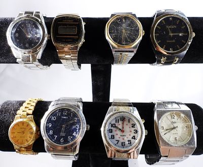 Vintage Watch Lot, 8 Watches Mixed. A collection of eight vintage quartz and mechanical watches 