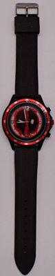 Marvel Red Eye Character Watch, Black Rubber Strap. Licensed Marvel character watch featuring a 