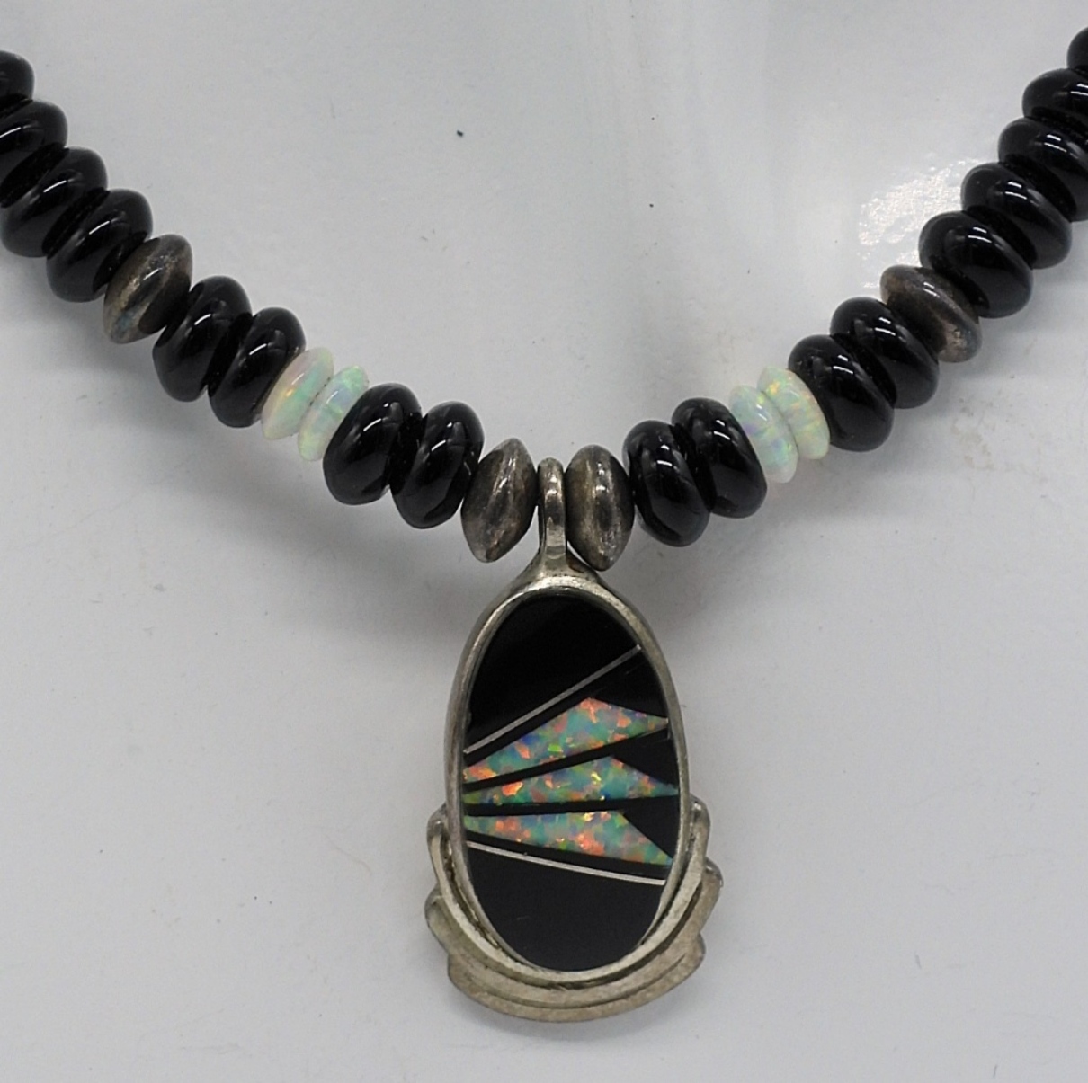 Opal & Black Onyx 925 Necklace & Earrings