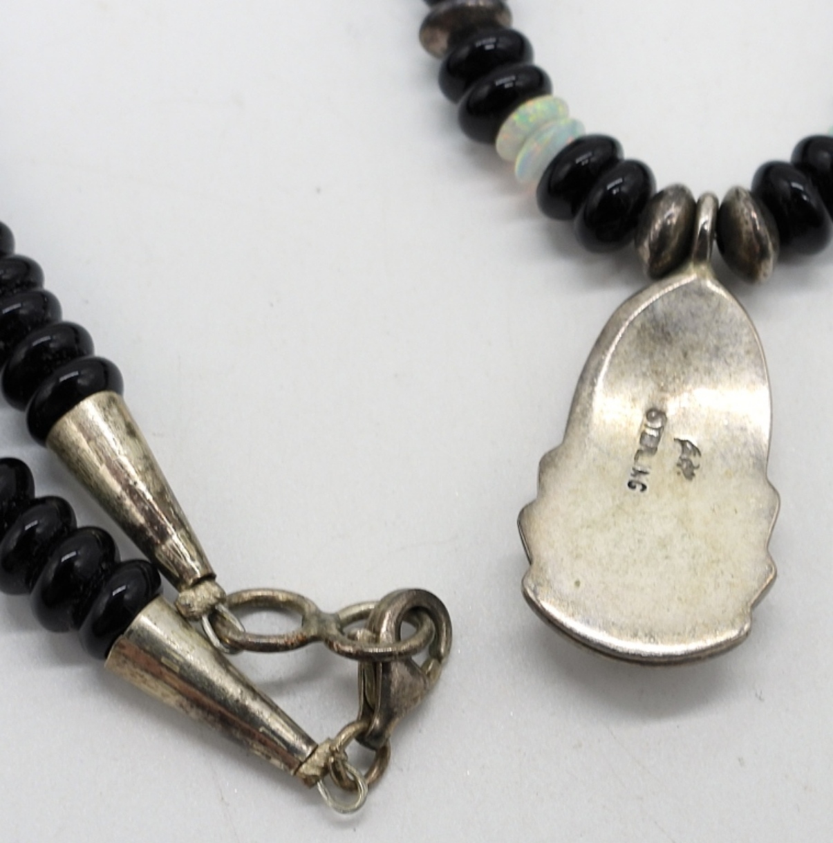Opal & Black Onyx 925 Necklace & Earrings