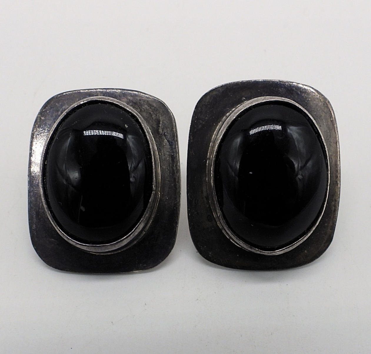 Taxco Mexico Sterling Black Onyx Earrings