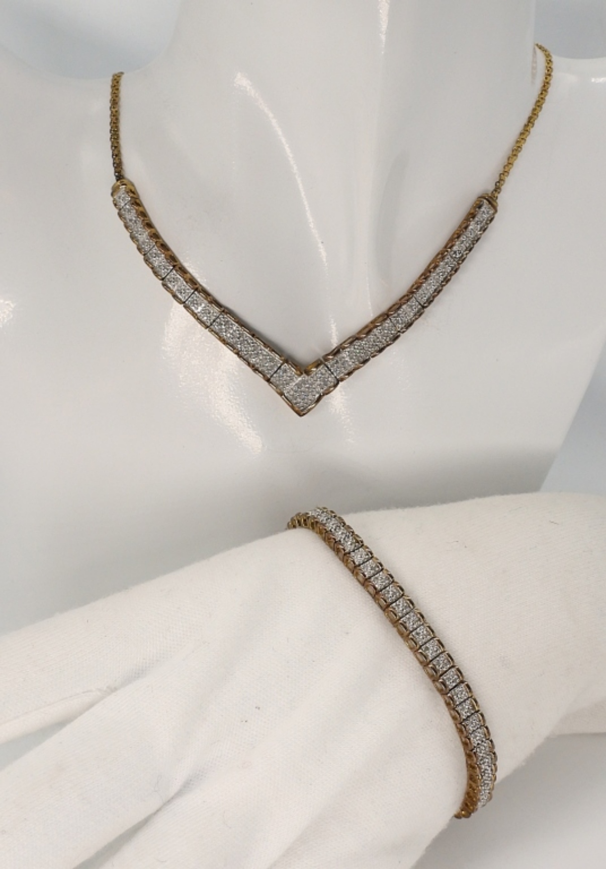 Matching Gold Tone 925 Diamond Set
