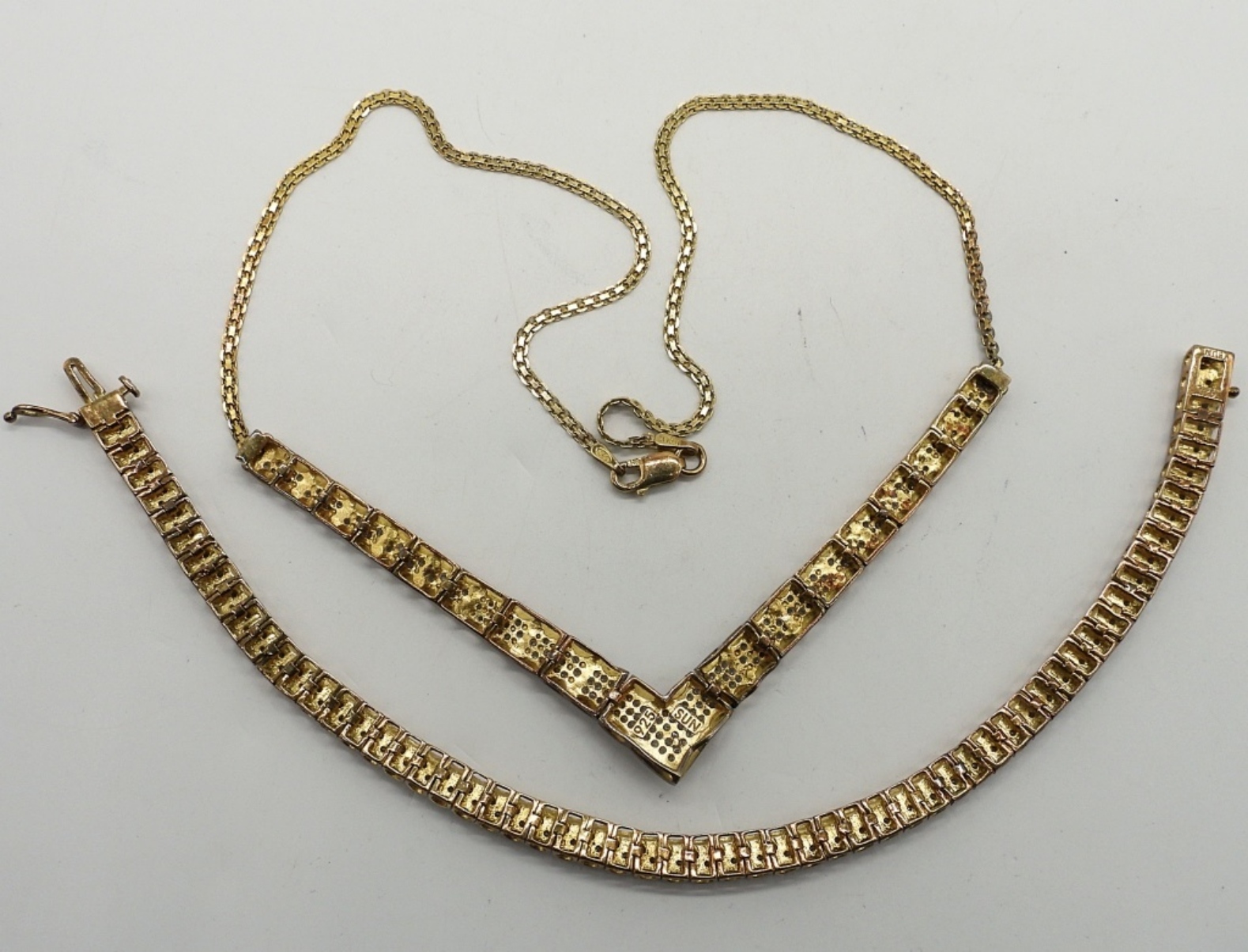 Matching Gold Tone 925 Diamond Set