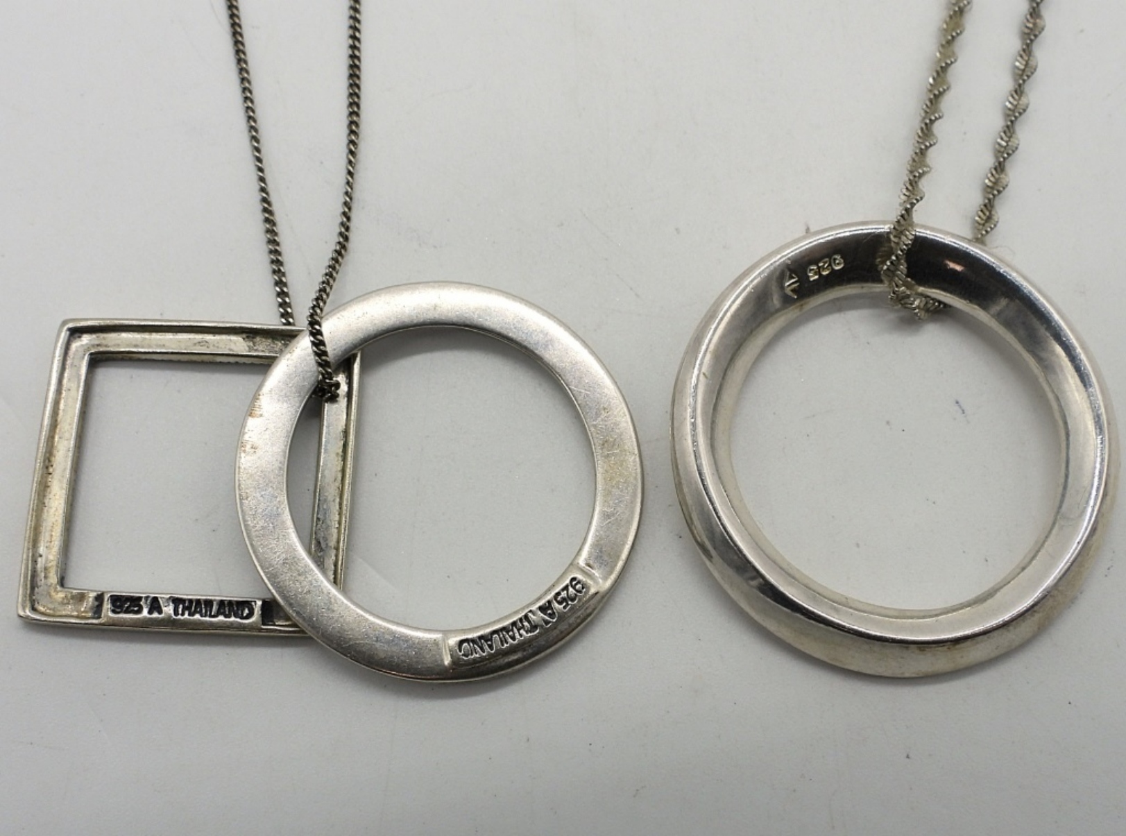 2 Sterling Necklaces - Marcasite & Plain