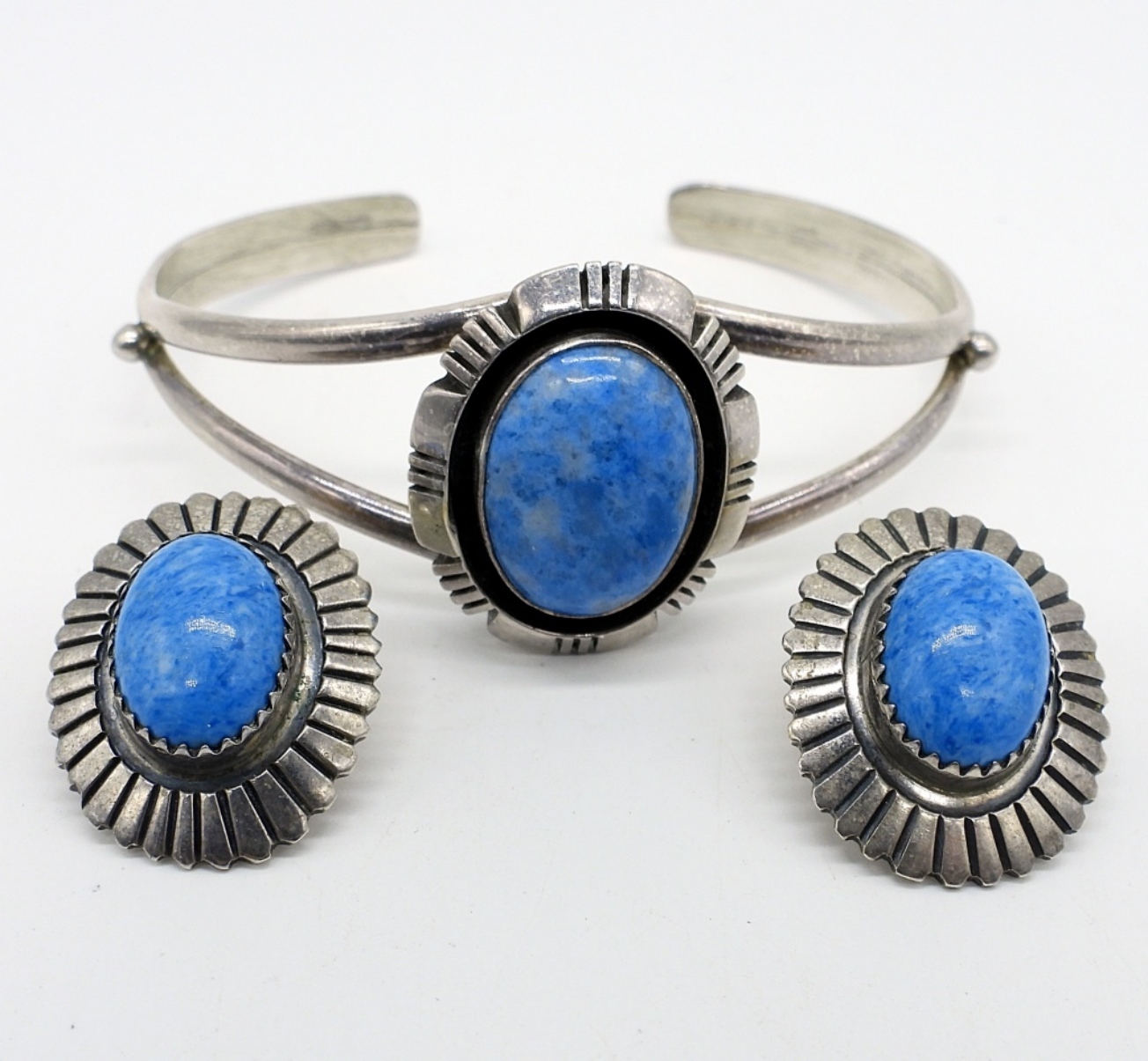 Navajo Denim Lapis Lazuli Cuff & Earrings
