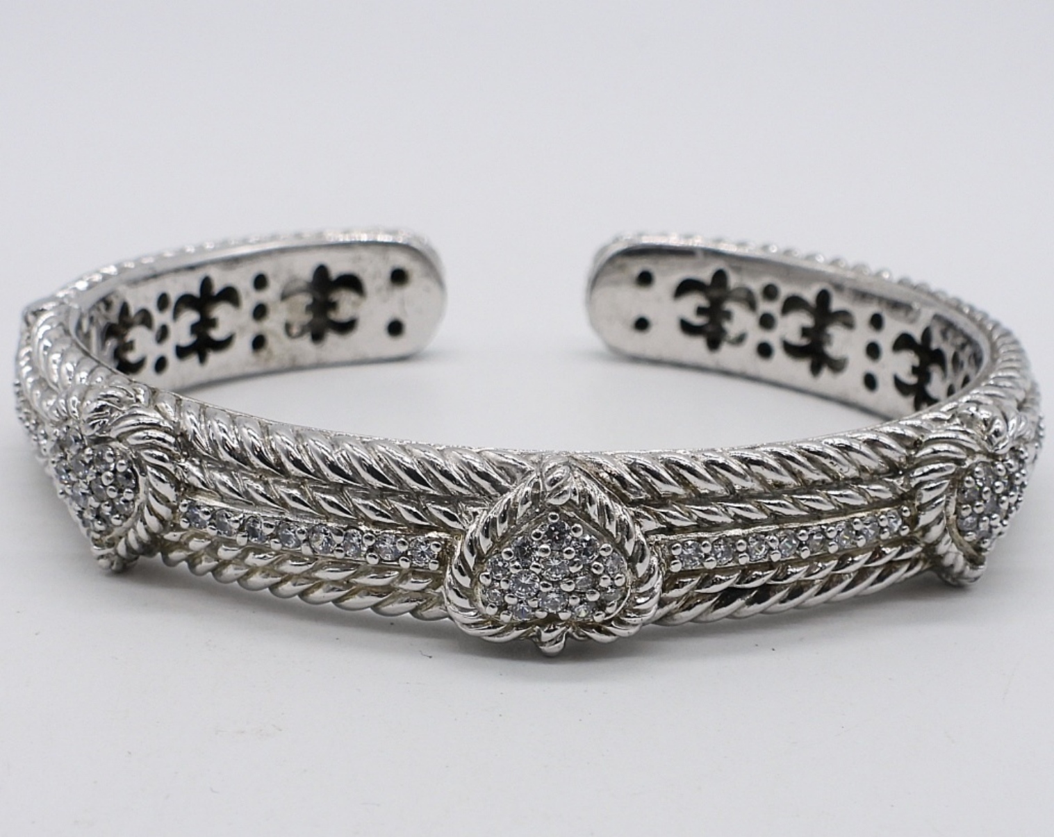 Judith Ripka Sterling Hinged Cuff Bracelet