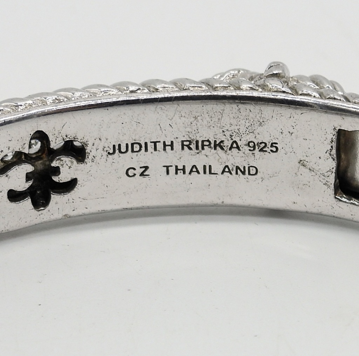 Judith Ripka Sterling Hinged Cuff Bracelet