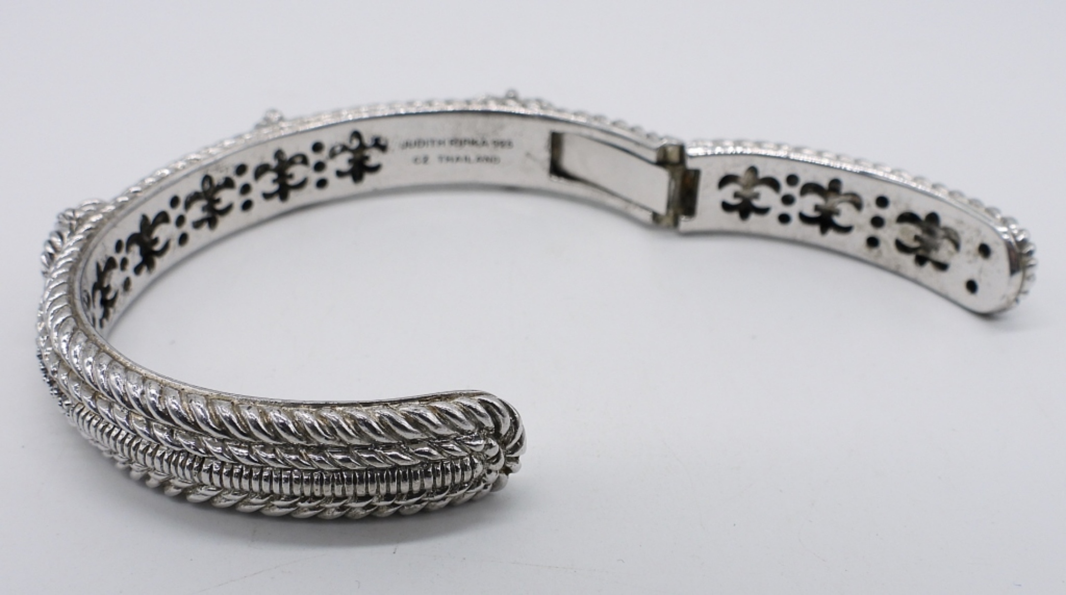 Judith Ripka Sterling Hinged Cuff Bracelet