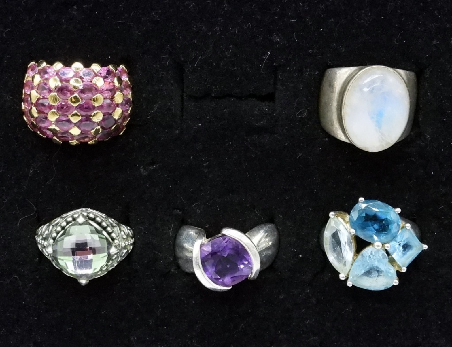 5 Sterling Multi Gemstone Fashion Rings