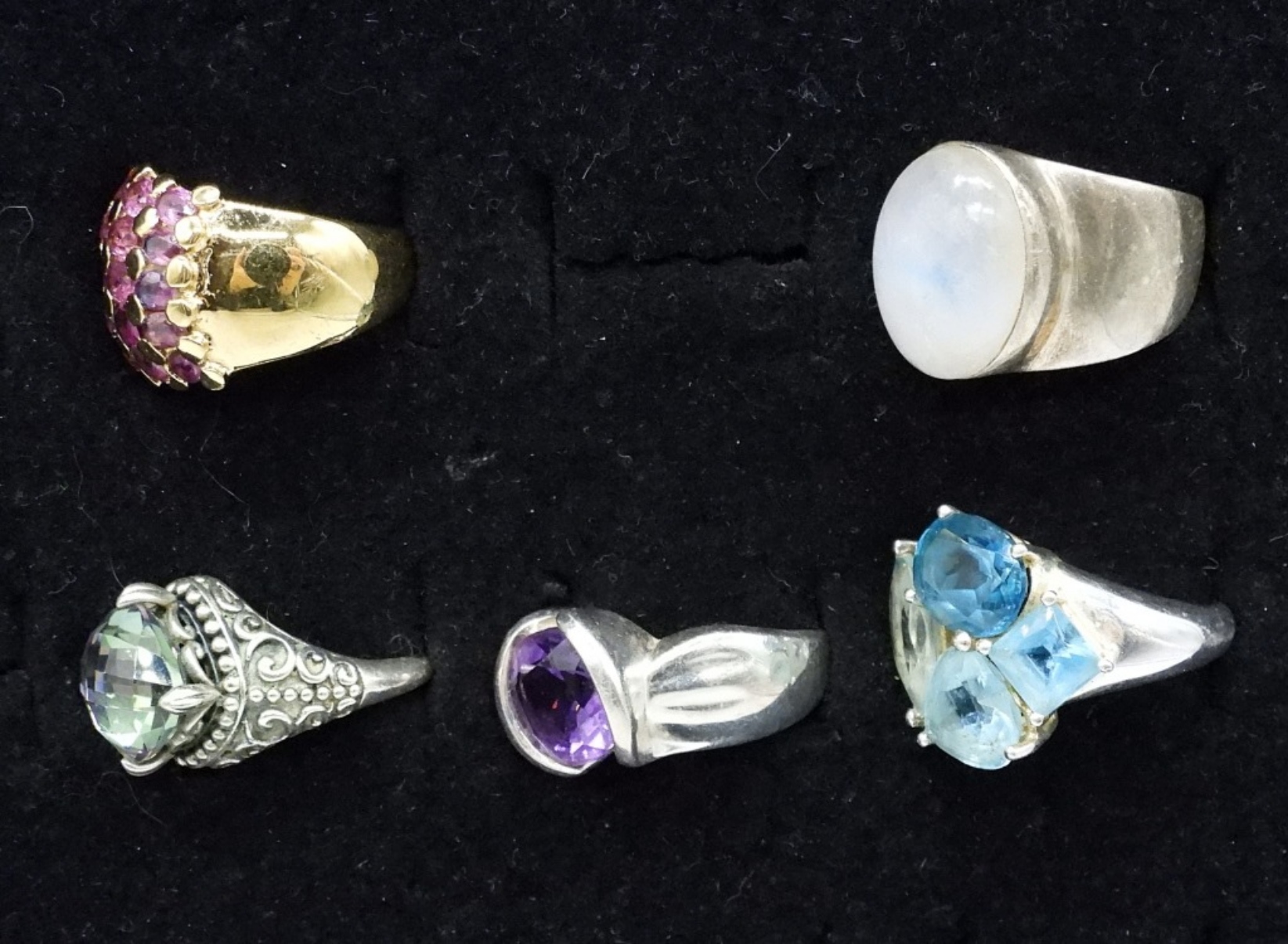 5 Sterling Multi Gemstone Fashion Rings