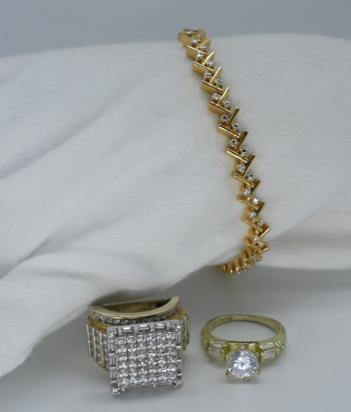 Gold Tone Simulated Diamond Rings