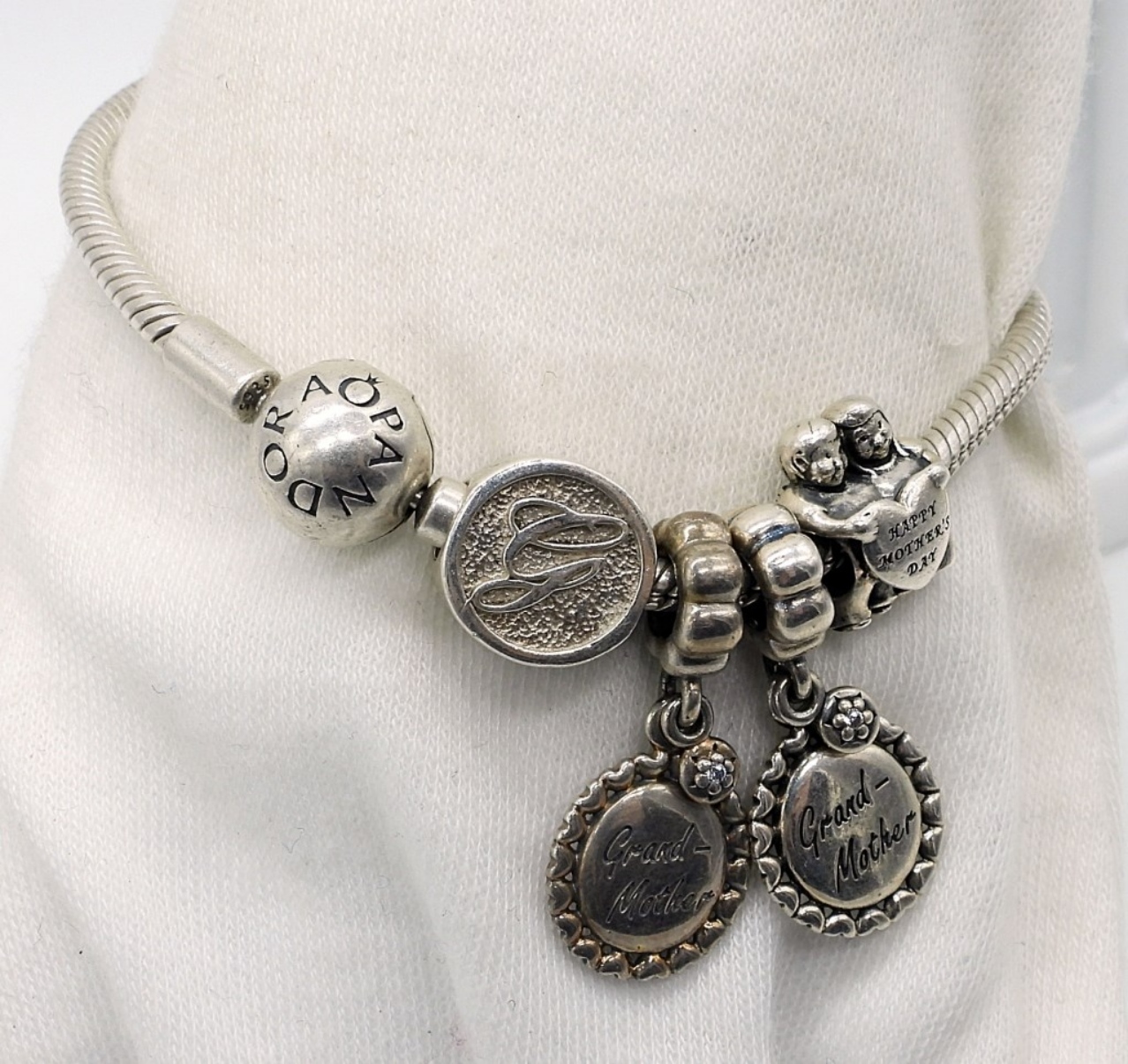 Pandora Sterling Bracelets & 4 Charms