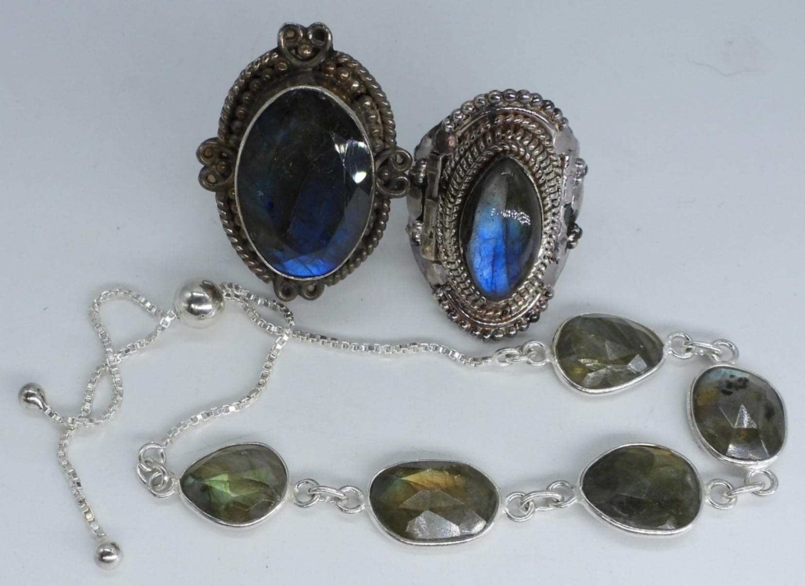 Labradorite Sterling Rings and Bracelet