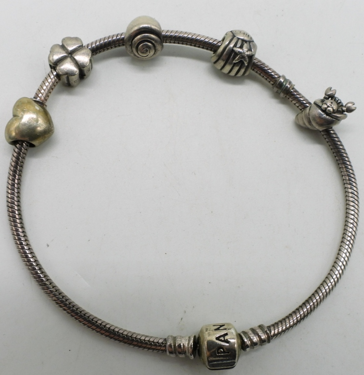 Pandora 925 Charm Bracelet & 5 Charms