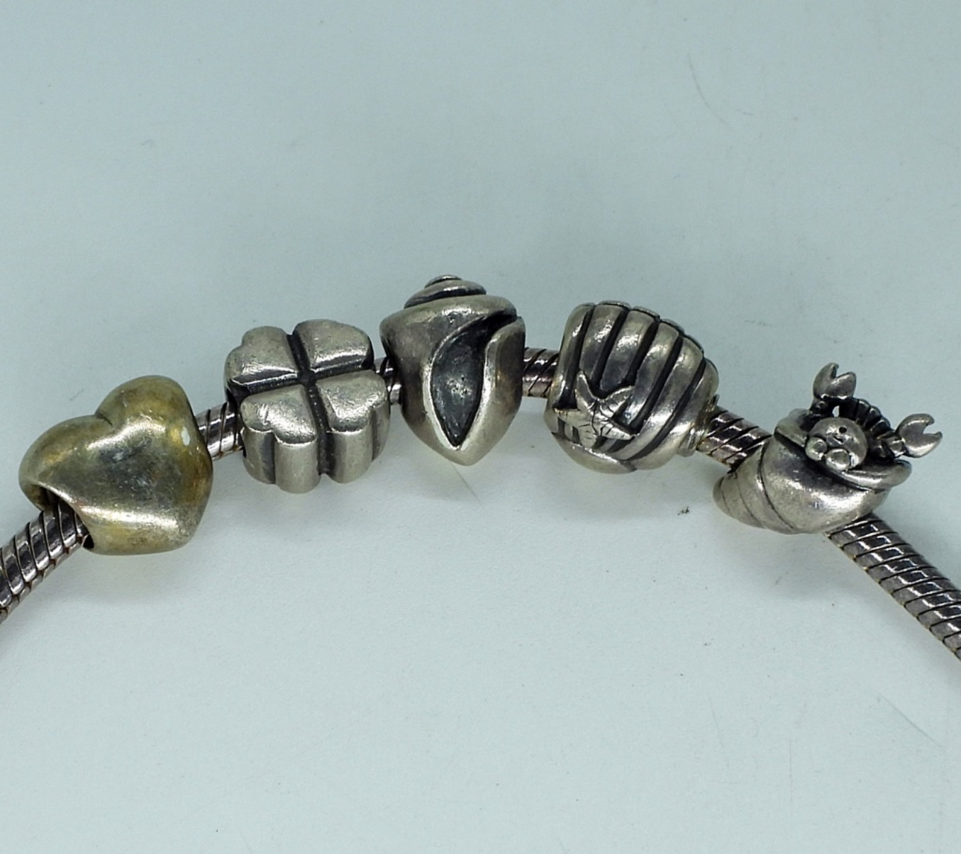 Pandora 925 Charm Bracelet & 5 Charms