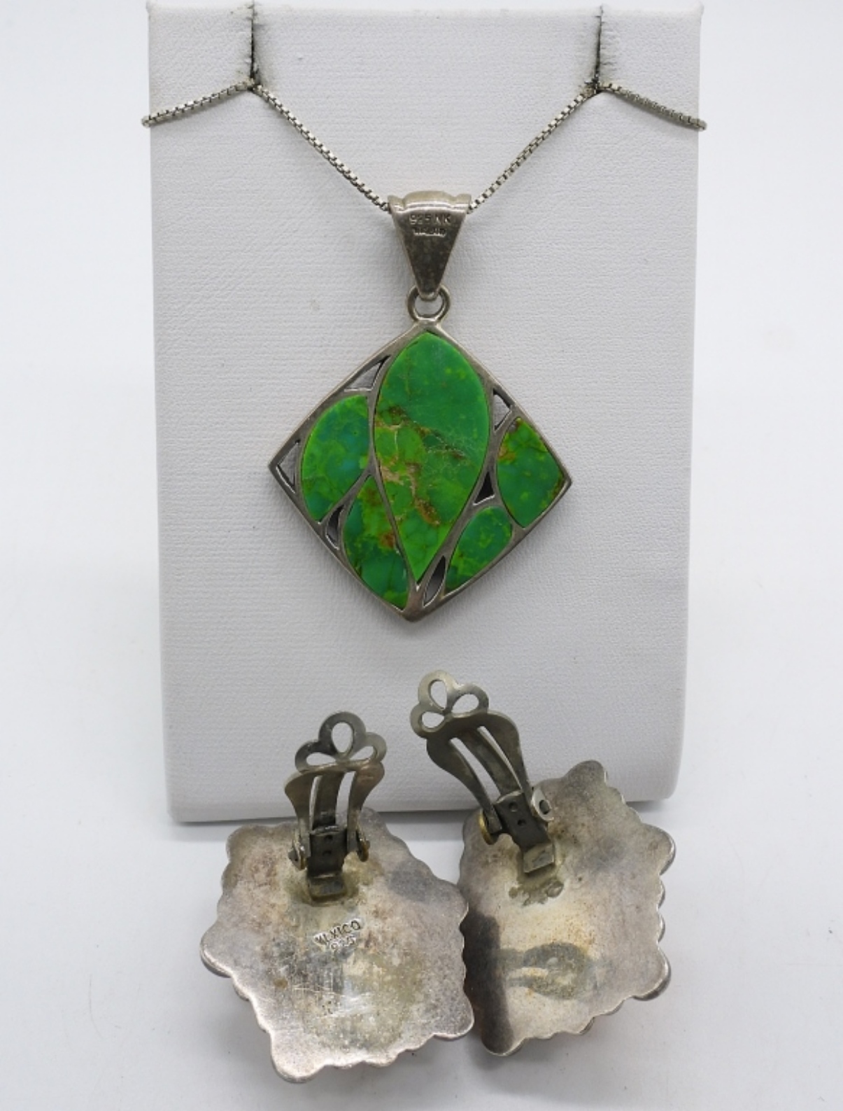 Vintage Turquoise & Orange Cats Eye 925
