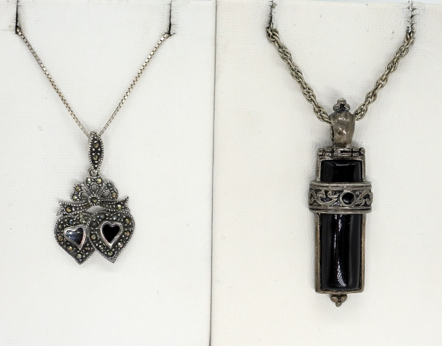 2 Sterling Black Onyx Necklaces