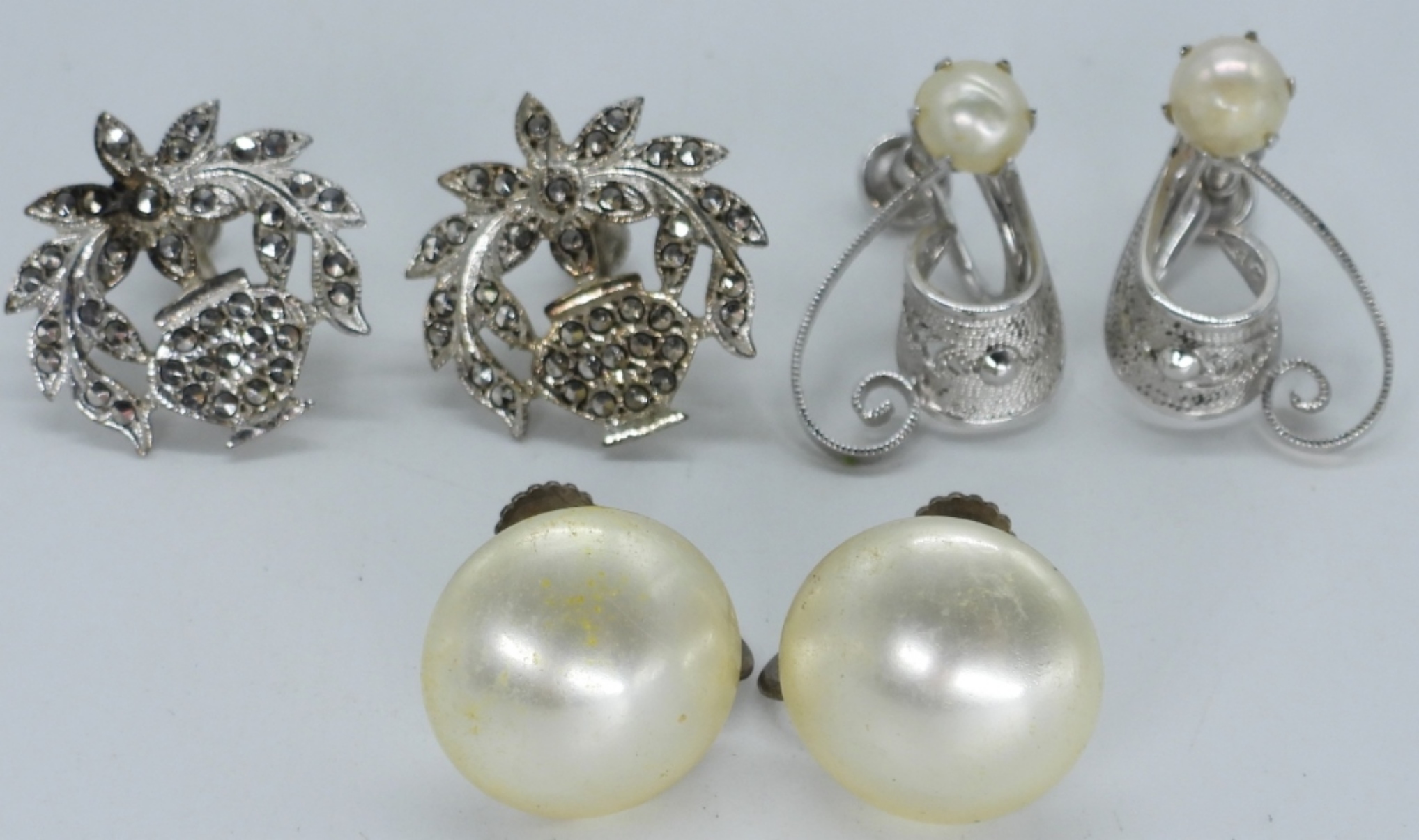 3 Pair Sterling Screw back Earrings