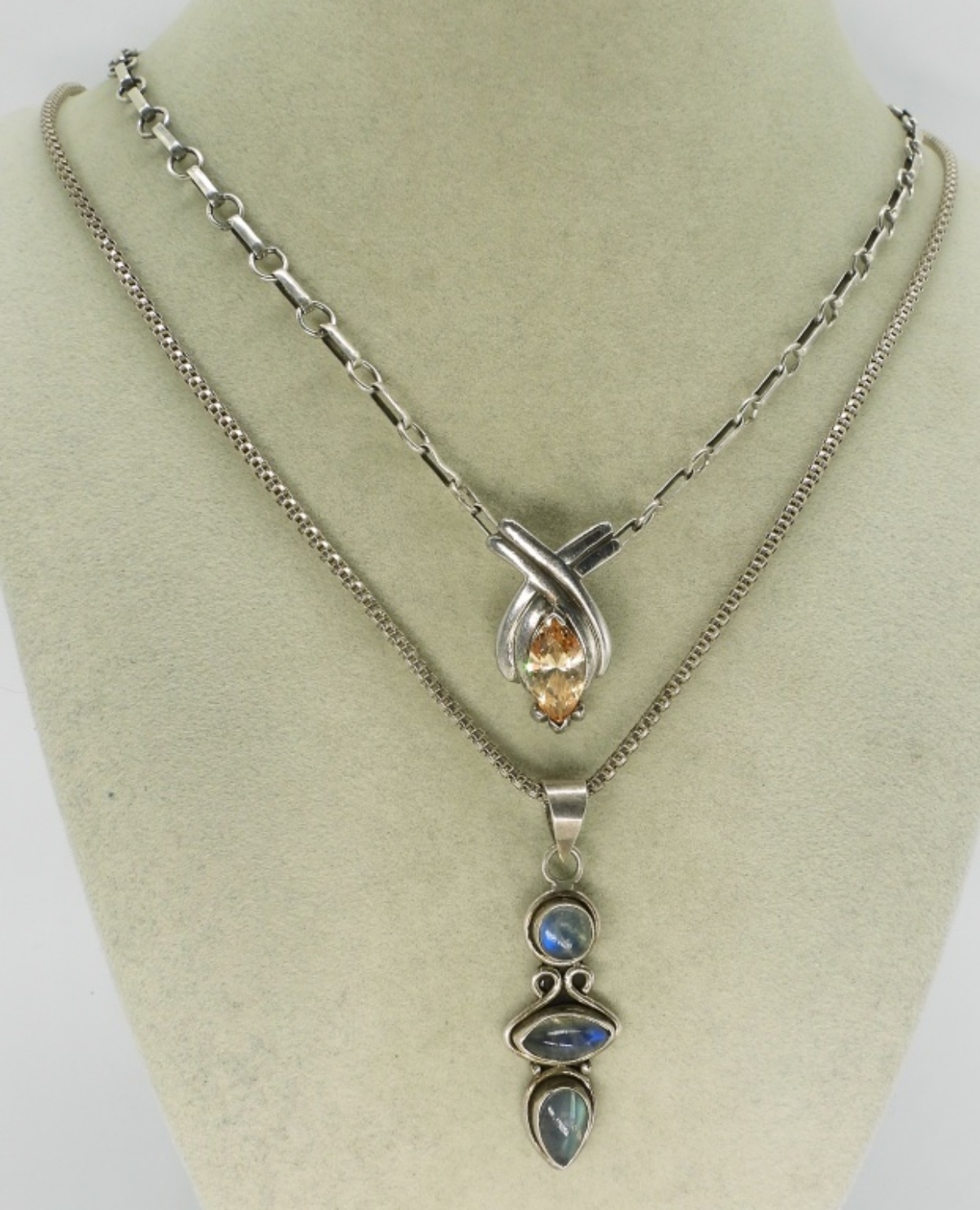 Peach CZ & Moonstone 925 Necklaces