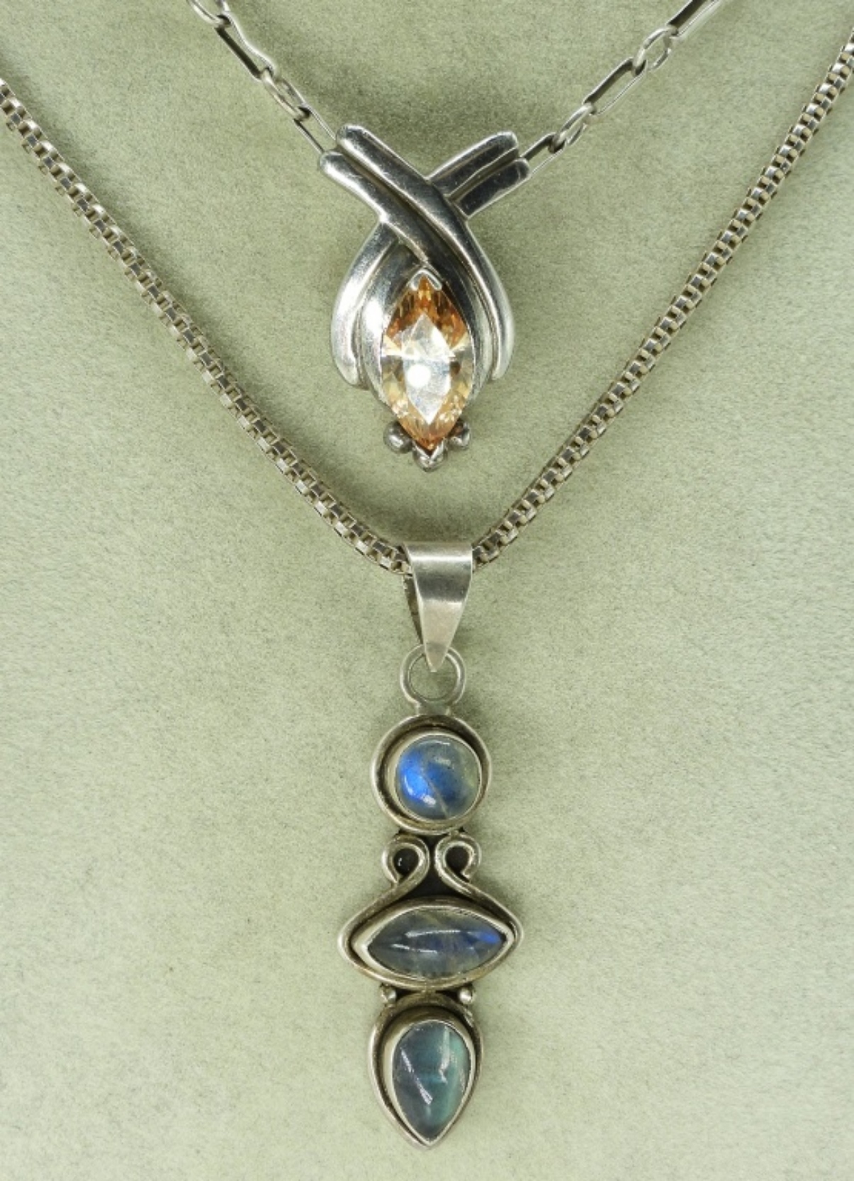 Peach CZ & Moonstone 925 Necklaces