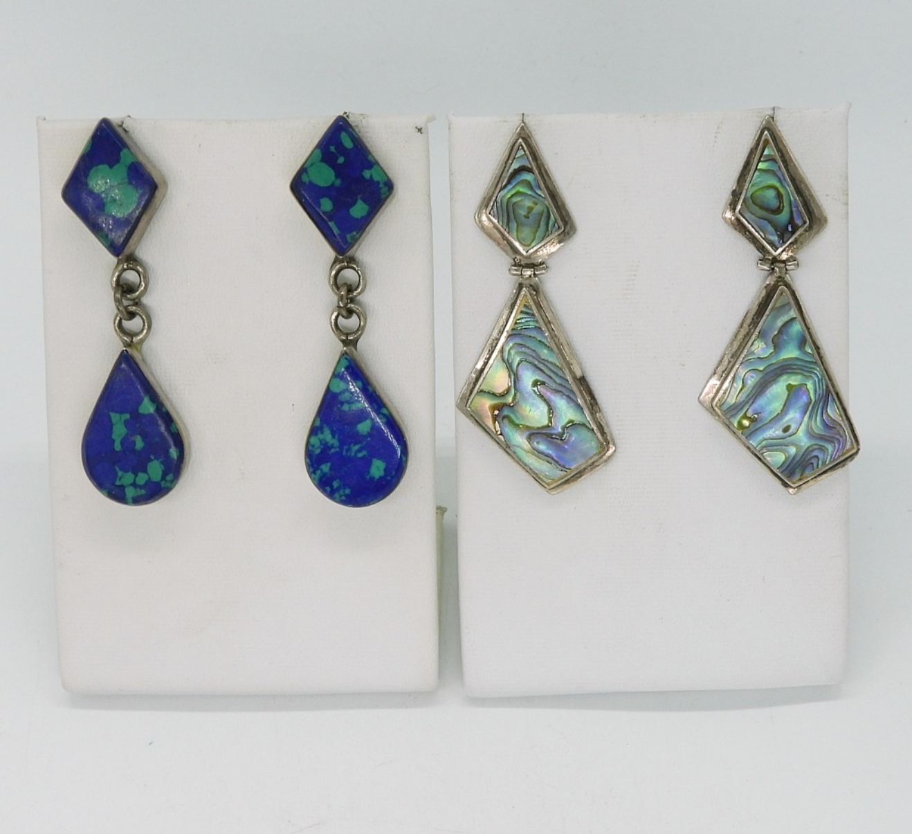 (2) 925 Abalone & Malachite Azurite Earrings
