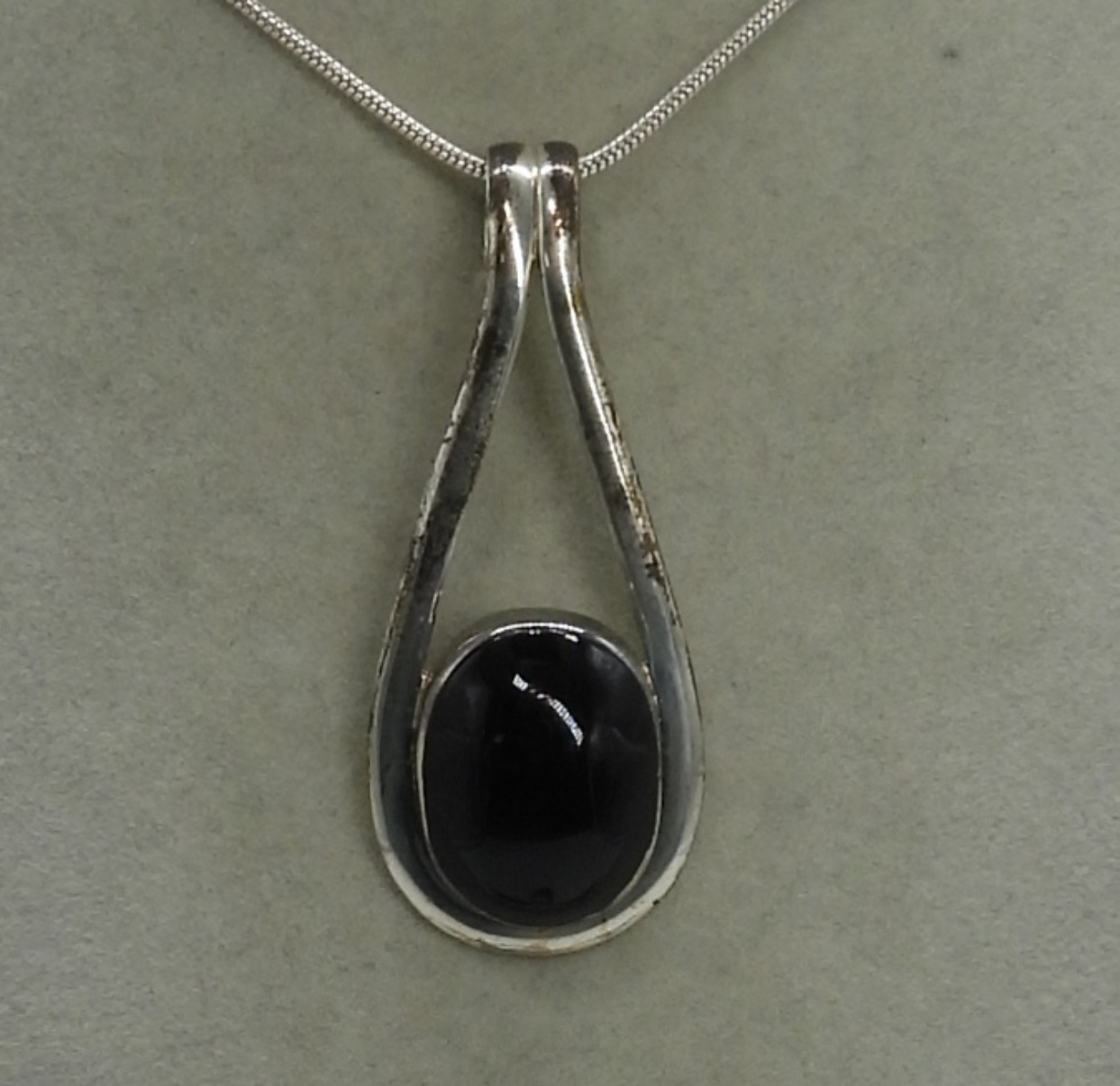Black Onyx Sterling Necklace, Ring Set
