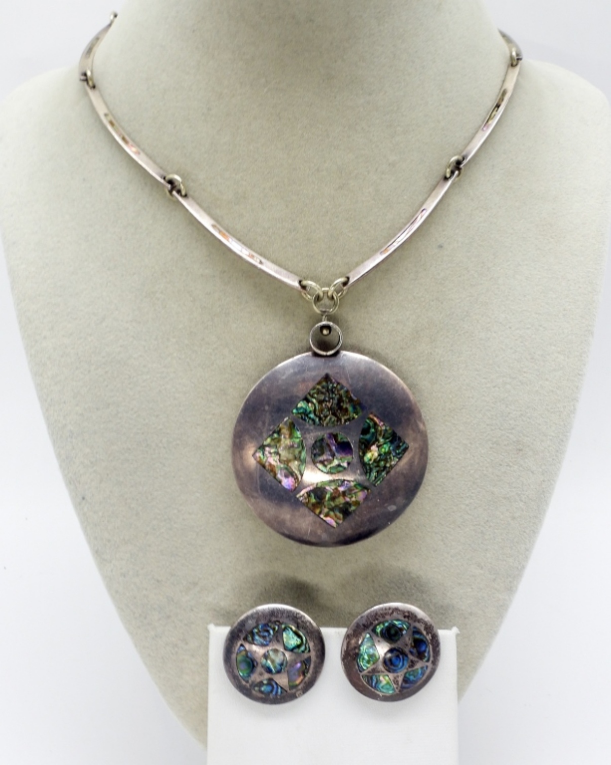 Mexico Abalone Inlay Necklace Earring Set