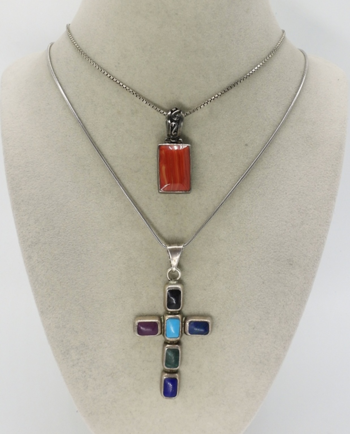 2 Southwest Style 925 Spiney Oyster Necklaces