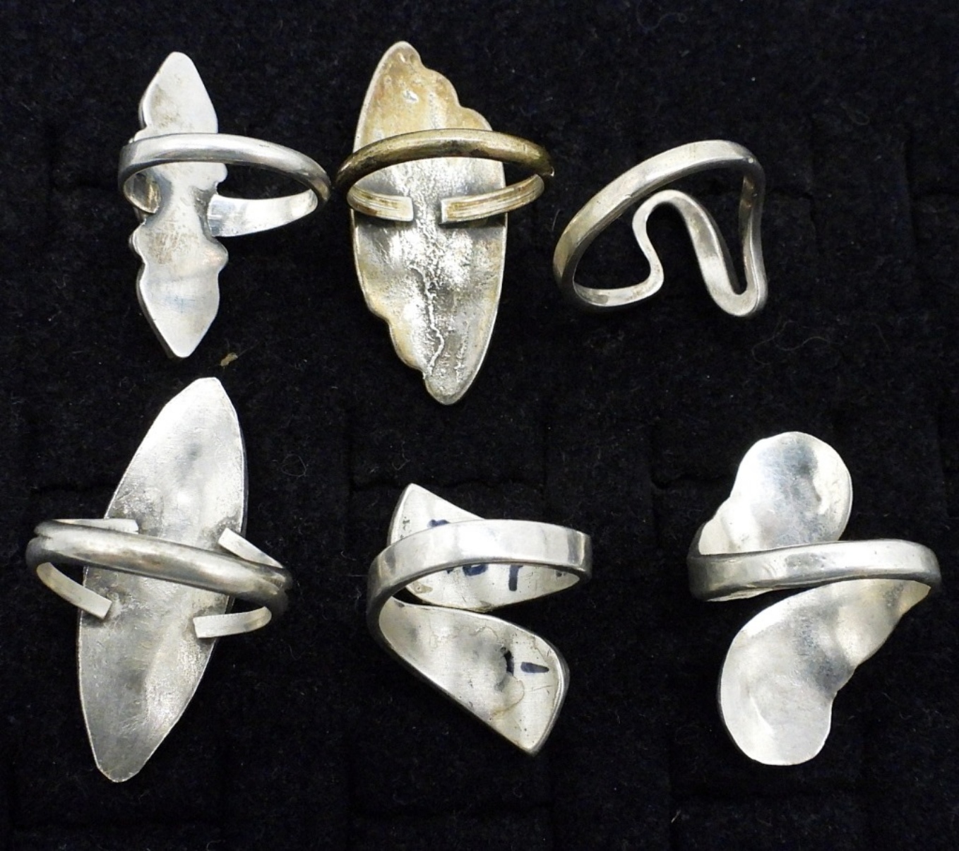 6 Sterling Turquoise Inlay Fashion Rings
