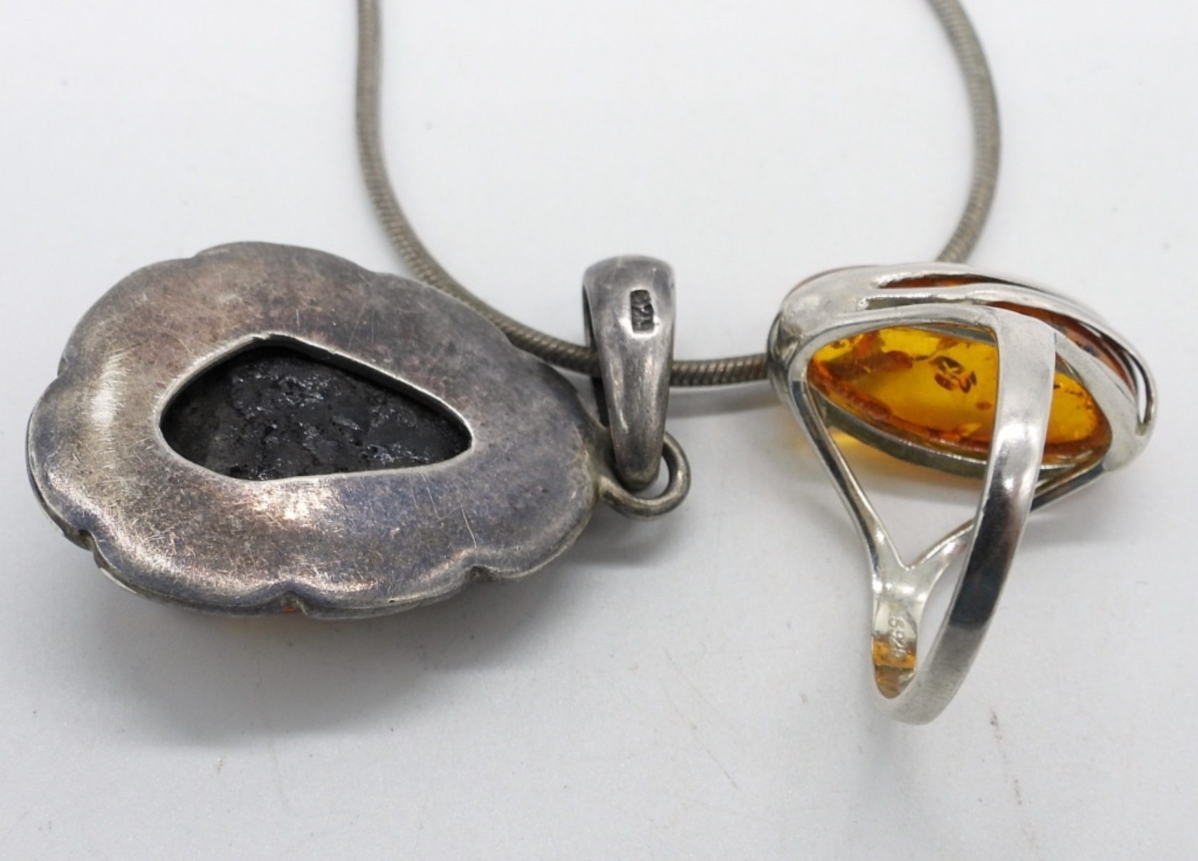 Amber Gemstone Sterling Ring & Necklace