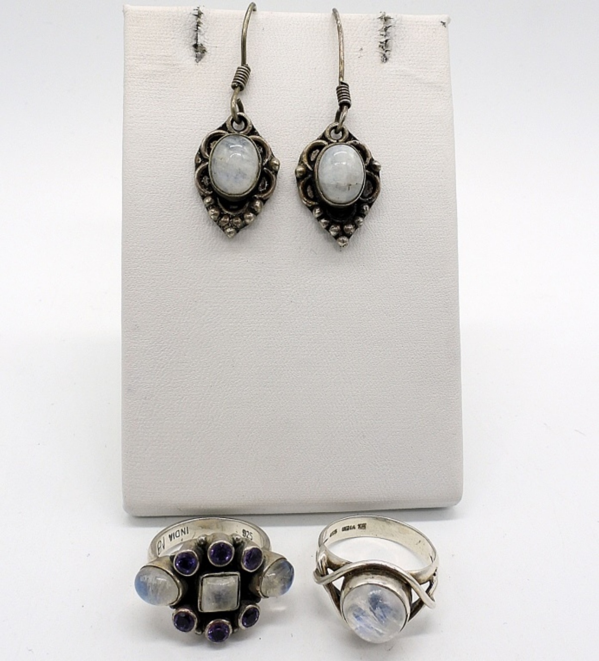 Moonstone Sterling Rings and Earrings