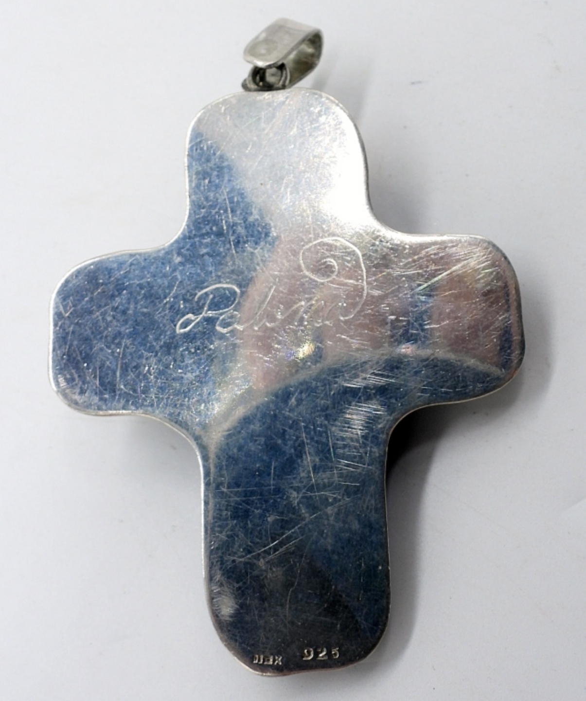 Mexico 925 Cross, Painted Wood Accent