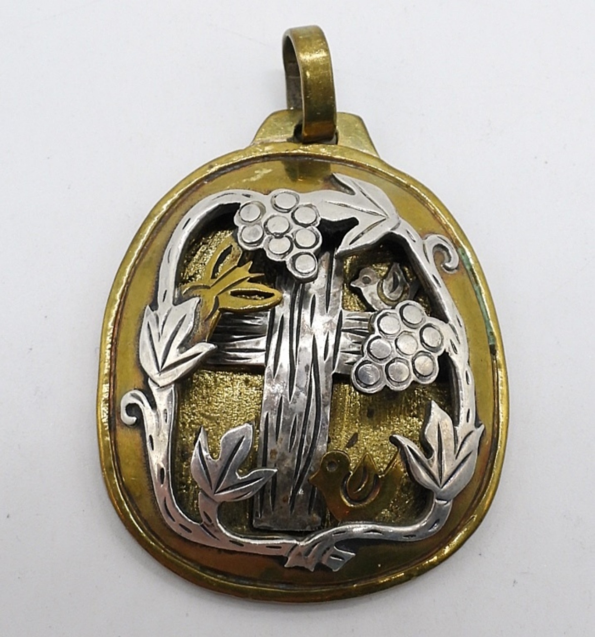 Vintage Brass & Sterling Pendant