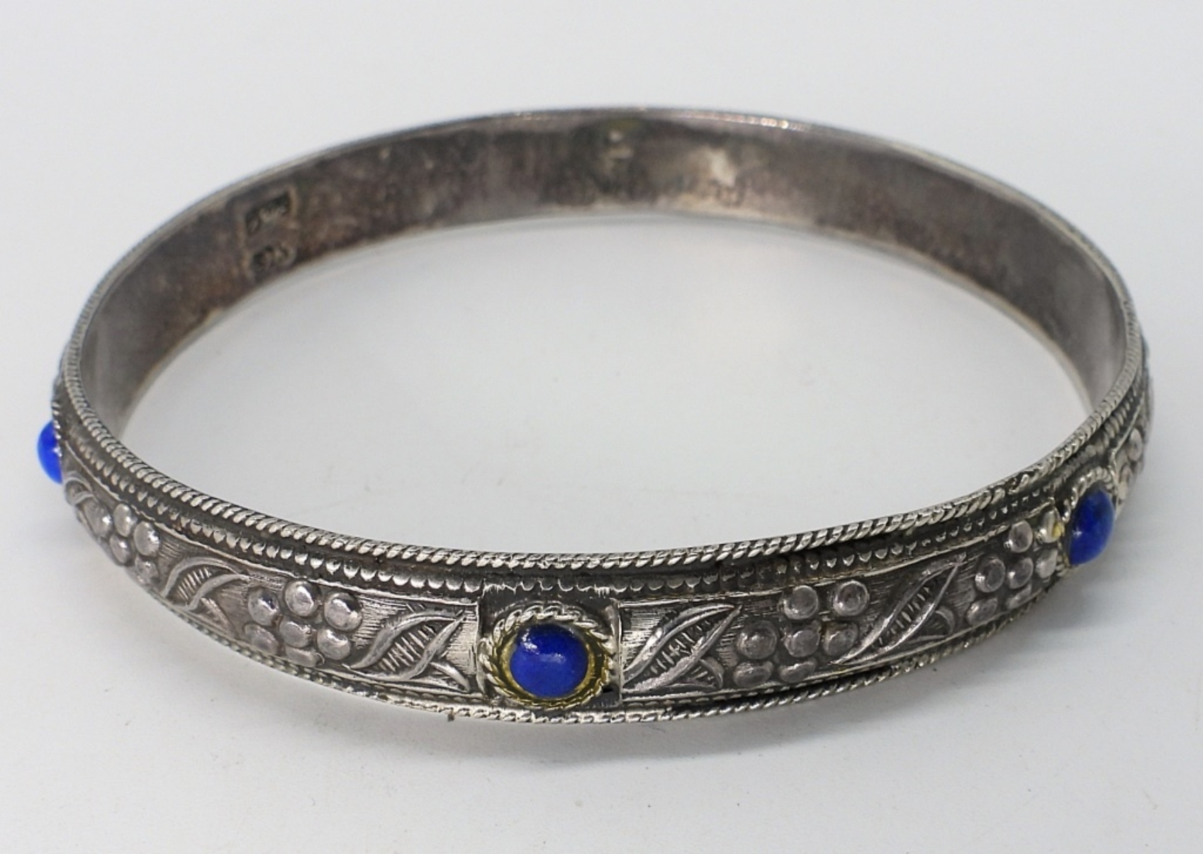 Sterling Lapis Lazuli Bangle Bracelet