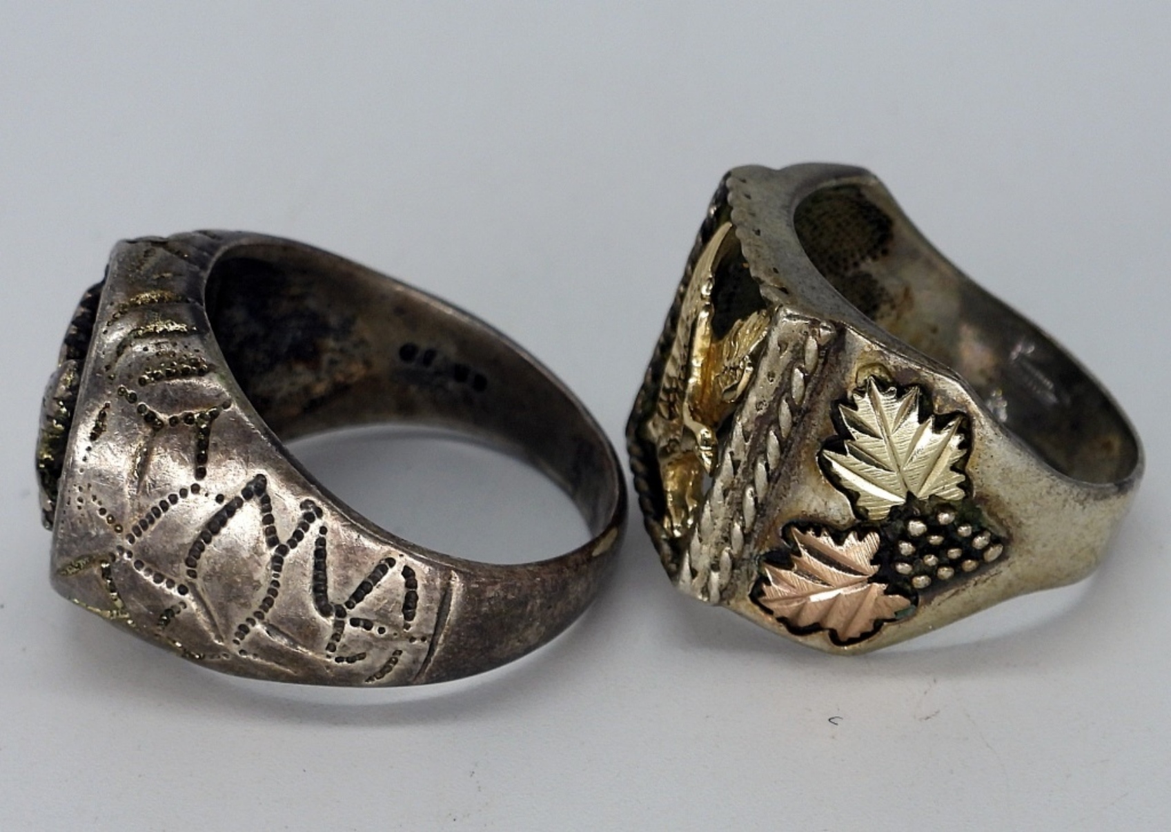 Two Vintage Sterling Eagle Rings