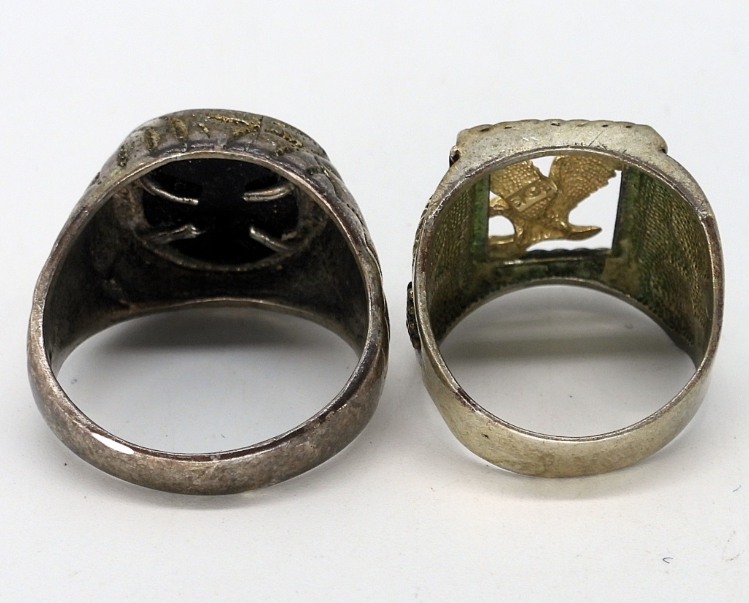 Two Vintage Sterling Eagle Rings