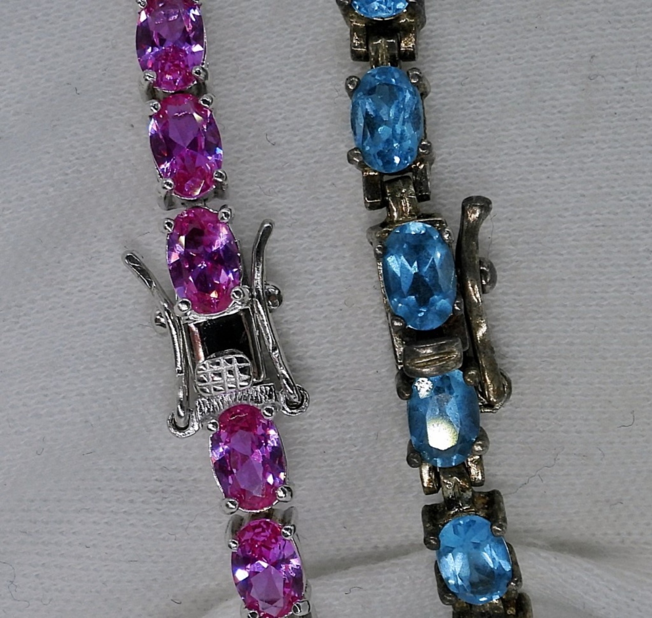Pink and Blue Gemstone 925 Tennis Bracelets